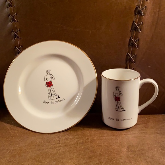 Mug & Plate Merry Masterpieces Fine Porcelain “Black Tie Optional” - Picture 2 of 10